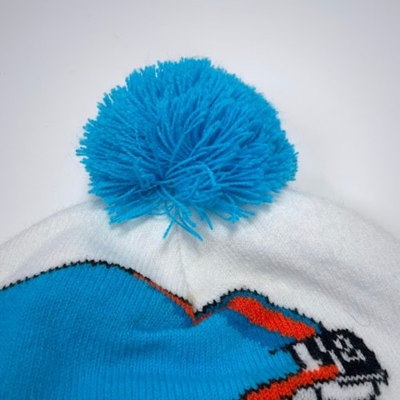 Miami Dolphins Knit Beanie Pom Football Helmet Hat White Aqua Orange Winter - Picture 7 of 10